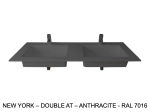 Plan double vasque bassin Design 60 cm, sur mesure, L. 150 à 200 cm x P. 40 à 60 cm, résine minérale ACRYSTONE® SOLID-SURFACE Finition lisse, Livraison Offerte et Rapide.